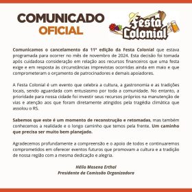 11� Festa Colonial � cancelada