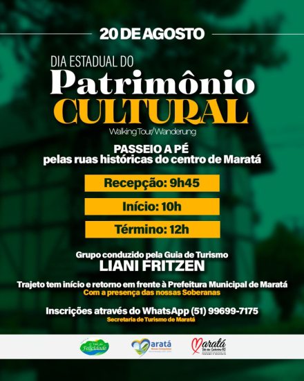 Marat� prop�e um passeio para celebrar o Dia Estadual do Patrim�nio Cultural
