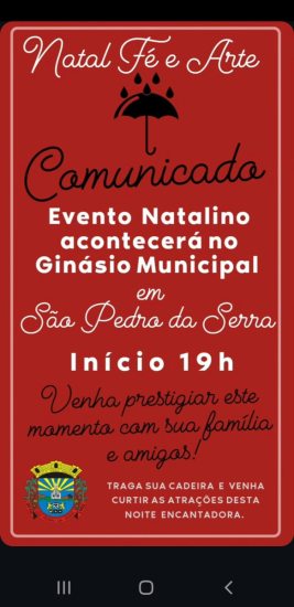 Desfile de Natal de S�o Pedro da Serra ser� no Gin�sio Municipal 