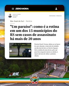 So Jos do Sul: municpio gacho sem homicdios h mais de 20 anos  destaque na Zero Hora