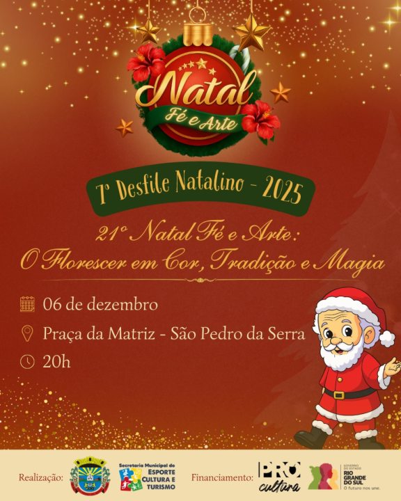 S�o Pedro da Serra realiza neste s�bado o 7� Desfile Natalino - Natal F� e Arte