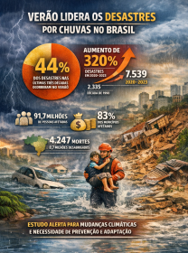 Com aumento das chuvas, ver�o concentra 44% dos desastres por precipita��o no Brasil, aponta estudo